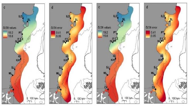 Mapa de isótopos estables basado en depredadores para la zona costera del plataforma continental patagónica argentina