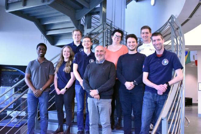 The joint NASA, Italian Space Agency, Qascom, and PoliTO LuGRE team at NASA’s Goddard Space Flight Center. Image credit: NASA