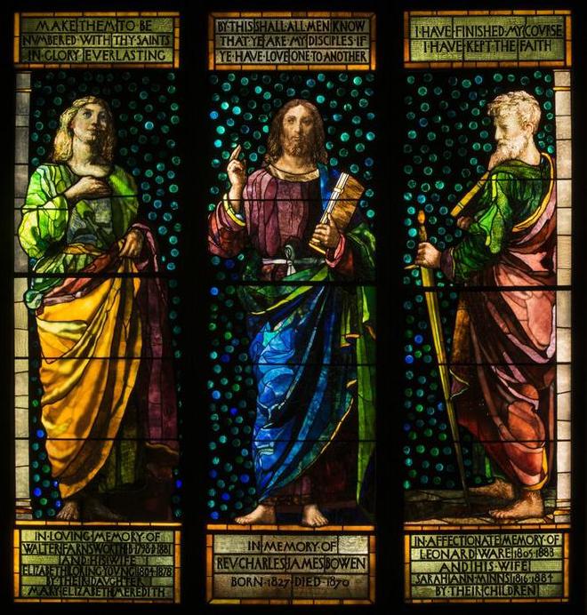 From Catholics to Evangelicals, a surprising 90 percent of U.S. Christian leaders believe in man-made climate change, yet remain largely silent, a new report by Boston College researchers reveals. The findings may help shape how Christians address climate change, knowing their beliefs about the climate crisis align with their church’s values. Pictured: “Christ between the Apostles John and Paul (Christ Preaching)” Stained glass by John La Farge. Credit: Boston College