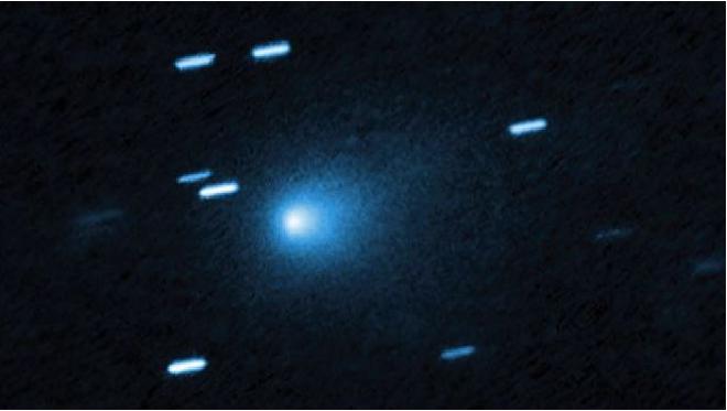 Hubble captured this image of the interstellar comet 3I/ATLAS on July 21, 2025, when the comet was 277 million miles from Earth. Hubble shows that the comet has a teardrop-shaped cocoon of dust coming off its solid, icy nucleus. Image credit: NASA, ESA, David Jewitt (UCLA); Image Processing: Joseph DePasquale (STScI)