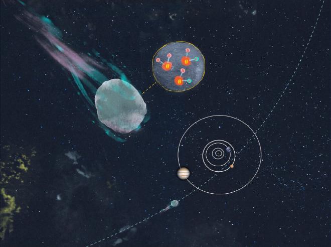 A new study of the interstellar comet 3I/ATLAS led by the University of Michigan shows that its water has a remarkably high content of deuterium. This form of hydrogen is comparatively less abundant in our solar system, enabling researchers to glean new insights about other planetary processes at work in our galaxy. Image credit: Hans Anderson, Michigan News