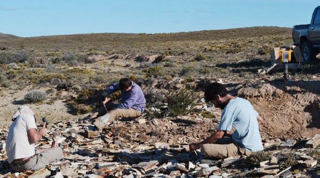 Trabajos de campo en la estancia La Matilde, en Santa cruz. Fotos: gentileza investigadores.