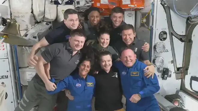 SUni Williams, Butch Wilmore se unieron a los siete tripulantes de la Expedición 71, a bordo de la Estación Espacial Internacional