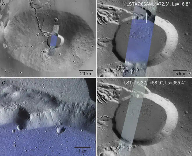 ExoMars espía el hielo en Ceraunius Tholus