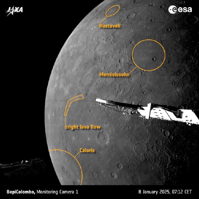 El norte de Mercurio iluminado por el sol visto por M-CAM 1