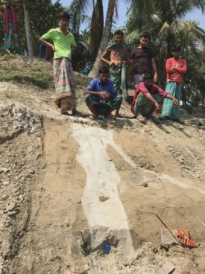 Veta de arena empujada hacia arriba por un terremoto