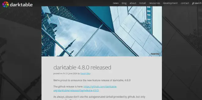 Actualización de Darktable a la versión 4.8.0