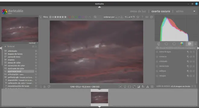 Captura del cuarto oscuro de Darktable 4.8.0