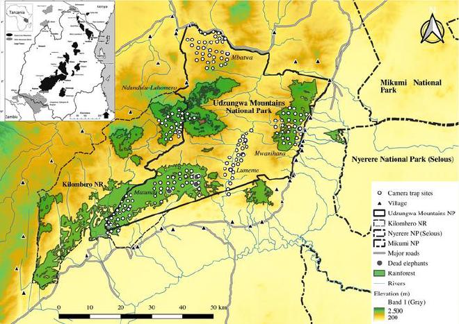 Mapa de las Udzungwa Mountains, Tanzania