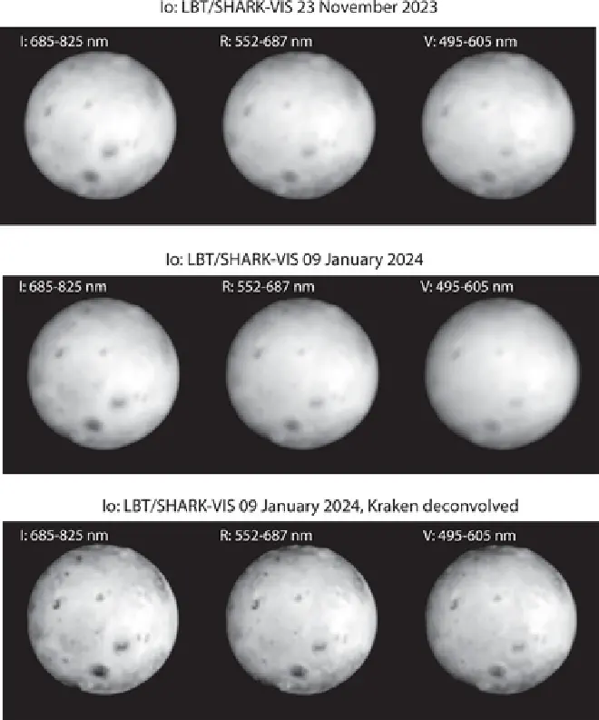 Imágenes de Ío obtenidas con SHARK-VIS en el LBT en noviembre de 2023 y enero de 2024