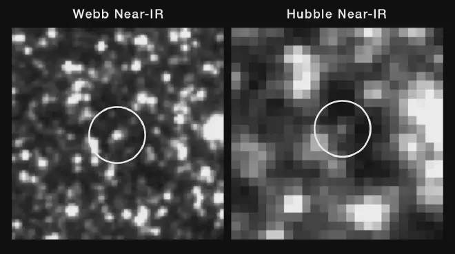 Vistas de Hubble y Webb de una estrella variable Cefeida